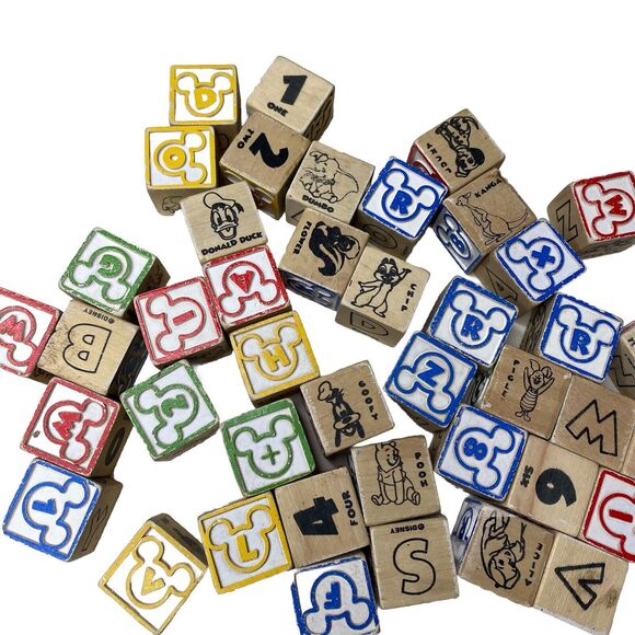 MICKEY MOUSE DISNEY 43 Pieces Wood Wooden ABC Alphabet Blocks - Picture 2 of 6